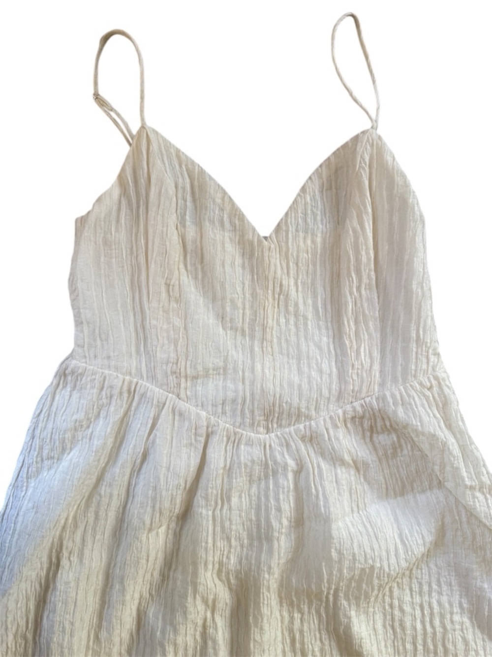 Astr V Neck Textured Spaghetti Strap Midi Grad Coastal Minimalist A Line Dress - Picture 4 of 7